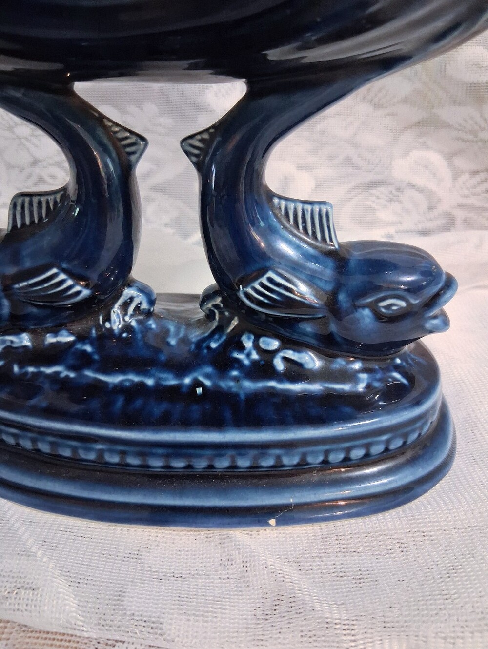 Vintage Devonway Kingsbridge Art Deco Fish Dish Bonbons Trinket Soap Cobalt Blue - Picture 5 of 12